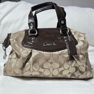 Coach Tan and Brown Signature Bag